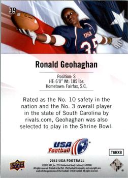 2012 Upper Deck USA Football #39 Ronald Geohaghan Back