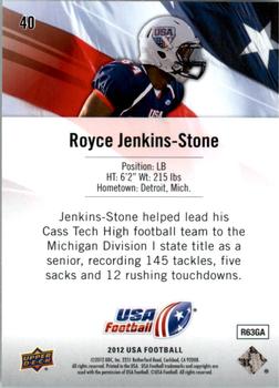 2012 Upper Deck USA Football #40 Royce Jenkins-Stone Back