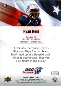 2012 Upper Deck USA Football #41 Ryan Reid Back