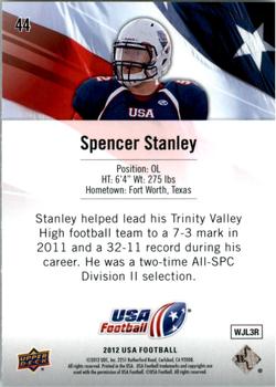 2012 Upper Deck USA Football #44 Spencer Stanley Back