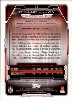 2015 Bowman - Rookies Rainbow Purple #71 Malcom Brown Back