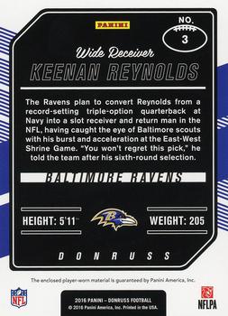 2016 Donruss - Rookie Phenom Jersey Relics #3 Keenan Reynolds Back