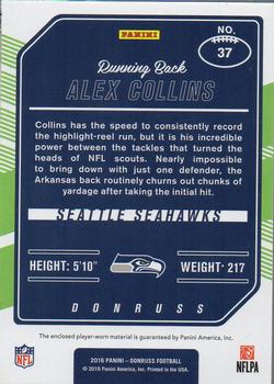 2016 Donruss - Rookie Phenom Jersey Relics #37 Alex Collins Back