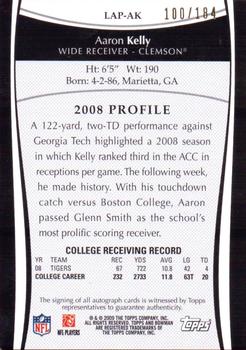 2009 Bowman Draft Picks - College Letter Patch Autographs #LAP-AK Aaron Kelly Back