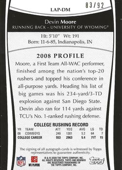 2009 Bowman Draft Picks - College Letter Patch Autographs #LAP-DM Devin Moore Back