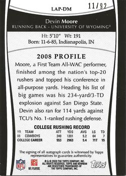 2009 Bowman Draft Picks - College Letter Patch Autographs #LAP-DM Devin Moore Back