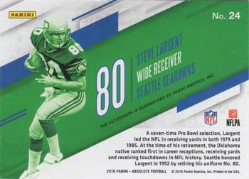 2016 Panini Absolute - Marks Of Fame Autographs #24 Steve Largent Back