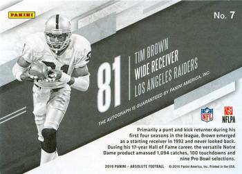 2016 Panini Absolute - Marks Of Fame Autographs Numbers #7 Tim Brown Back