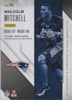 2016 Panini Absolute - Rook Ink Black #35 Malcolm Mitchell Back