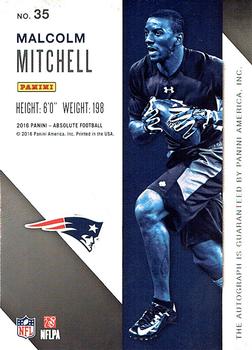 2016 Panini Absolute - Rook Ink Blue #35 Malcolm Mitchell Back