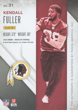 2016 Panini Absolute - Rook Ink Gold #31 Kendall Fuller Back