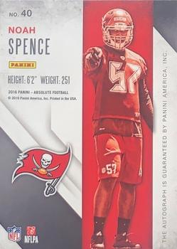 2016 Panini Absolute - Rook Ink Silver #40 Noah Spence Back