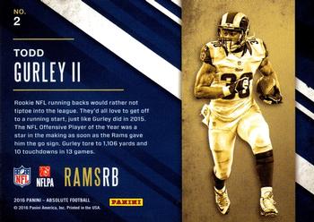 2016 Panini Absolute - Xtreme Team #2 Todd Gurley II Back