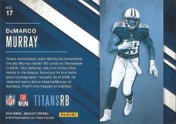 2016 Panini Absolute - Xtreme Team #17 DeMarco Murray Back