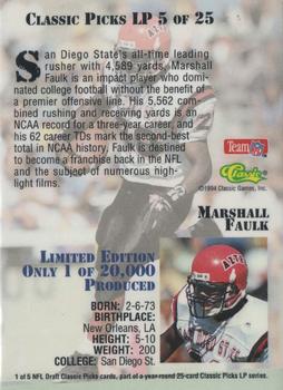 1994 Classic NFL Draft - Classic Picks #LP5 Marshall Faulk Back
