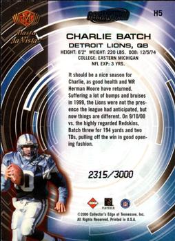 2000 Collector's Edge Masters - Hasta La Vista Silver #H5 Charlie Batch Back