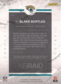 2016 Panini Absolute - Air Raid Materials #11 Blake Bortles Back