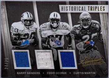 2016 Panini Absolute - Historical Triples Materials #4 Curtis Martin / Barry Sanders / Eddie George Front