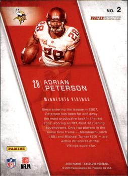 2016 Panini Absolute - Red Zone #2 Adrian Peterson Back