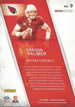 2016 Panini Absolute - Red Zone #9 Carson Palmer Back
