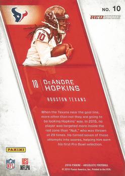 2016 Panini Absolute - Red Zone #10 DeAndre Hopkins Back