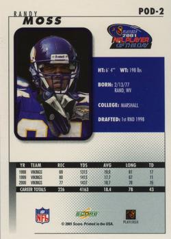 2001 NFLPA Player of the Day #POD-2 Randy Moss Back