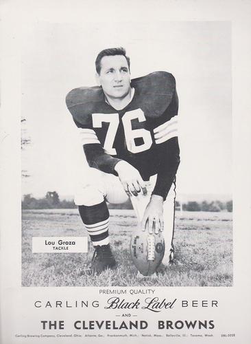 1959 Carling Black Label Beer Cleveland Browns #DBL-302E Lou Groza Front