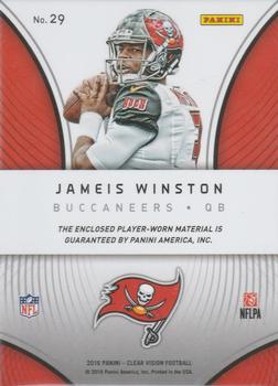 2016 Panini Clear Vision - Clear Vision Mega Jersey Prime #29 Jameis Winston Back