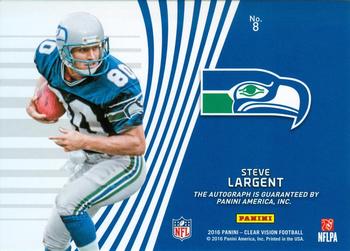 2016 Panini Clear Vision - Visionary Signatures #8 Steve Largent Back