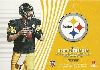2016 Panini Clear Vision - Visionary Signatures Gold #6 Ben Roethlisberger Back