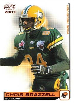 2003 Pacific  CFL - Red #2 Chris Brazzell Front