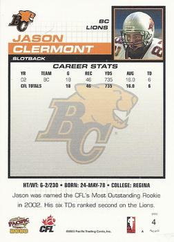 2003 Pacific  CFL - Red #4 Jason Clermont Back