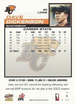 2003 Pacific  CFL - Red #5 Dave Dickenson Back