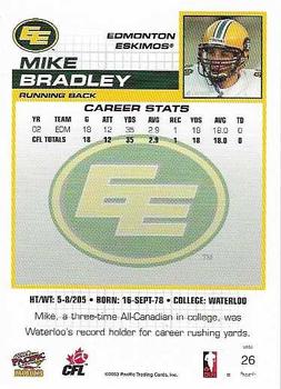 2003 Pacific  CFL - Red #26 Mike Bradley Back