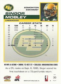 2003 Pacific  CFL - Red #30 Singor Mobley Back