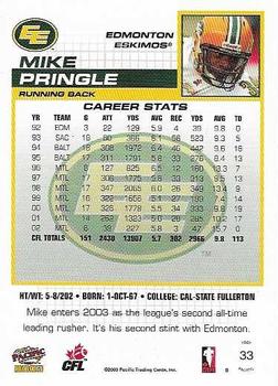 2003 Pacific  CFL - Red #33 Mike Pringle Back