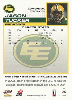 2003 Pacific  CFL - Red #35 Jason Tucker Back