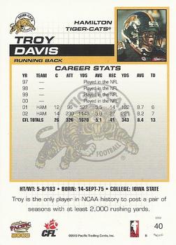 2003 Pacific  CFL - Red #40 Troy Davis Back