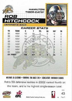 2003 Pacific  CFL - Red #43 Rob Hitchcock Back