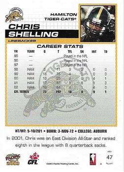 2003 Pacific  CFL - Red #47 Chris Shelling Back