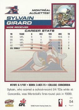 2003 Pacific  CFL - Red #54 Sylvain Girard Back