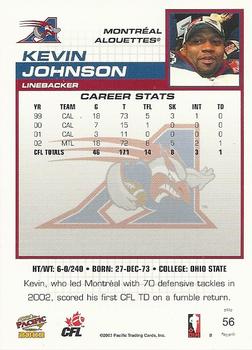 2003 Pacific  CFL - Red #56 Kevin Johnson Back