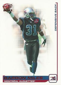 2003 Pacific  CFL - Red #59 Barron Miles Front
