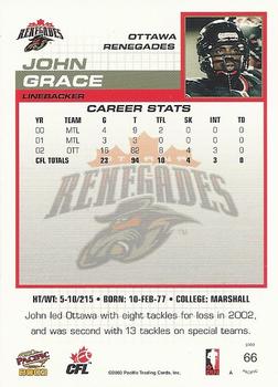 2003 Pacific  CFL - Red #66 John Grace Back