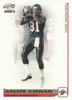 2003 Pacific  CFL - Red #67 Andre Kirwan Front