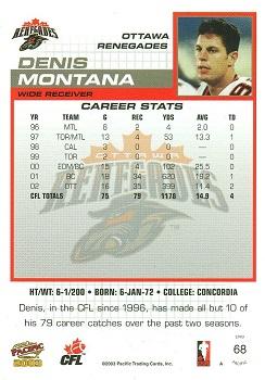 2003 Pacific  CFL - Red #68 Denis Montana Back