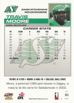 2003 Pacific  CFL - Red #80 Travis Moore Back