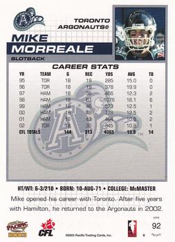 2003 Pacific  CFL - Red #92 Mike Morreale Back