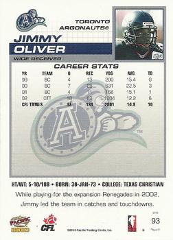 2003 Pacific  CFL - Red #93 Jimmy Oliver Back