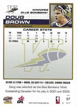 2003 Pacific  CFL - Red #97 Doug Brown Back
